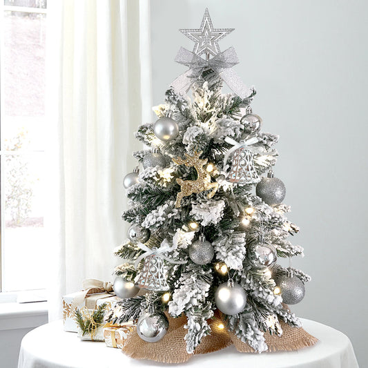 Festive Snow-Flocked Tabletop Christmas Tree with Lights (2FT)