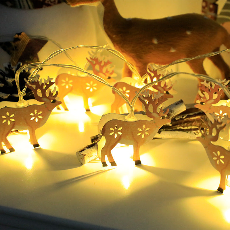 Festive LED String Lights - Santa, Elk & Snowman Ornaments