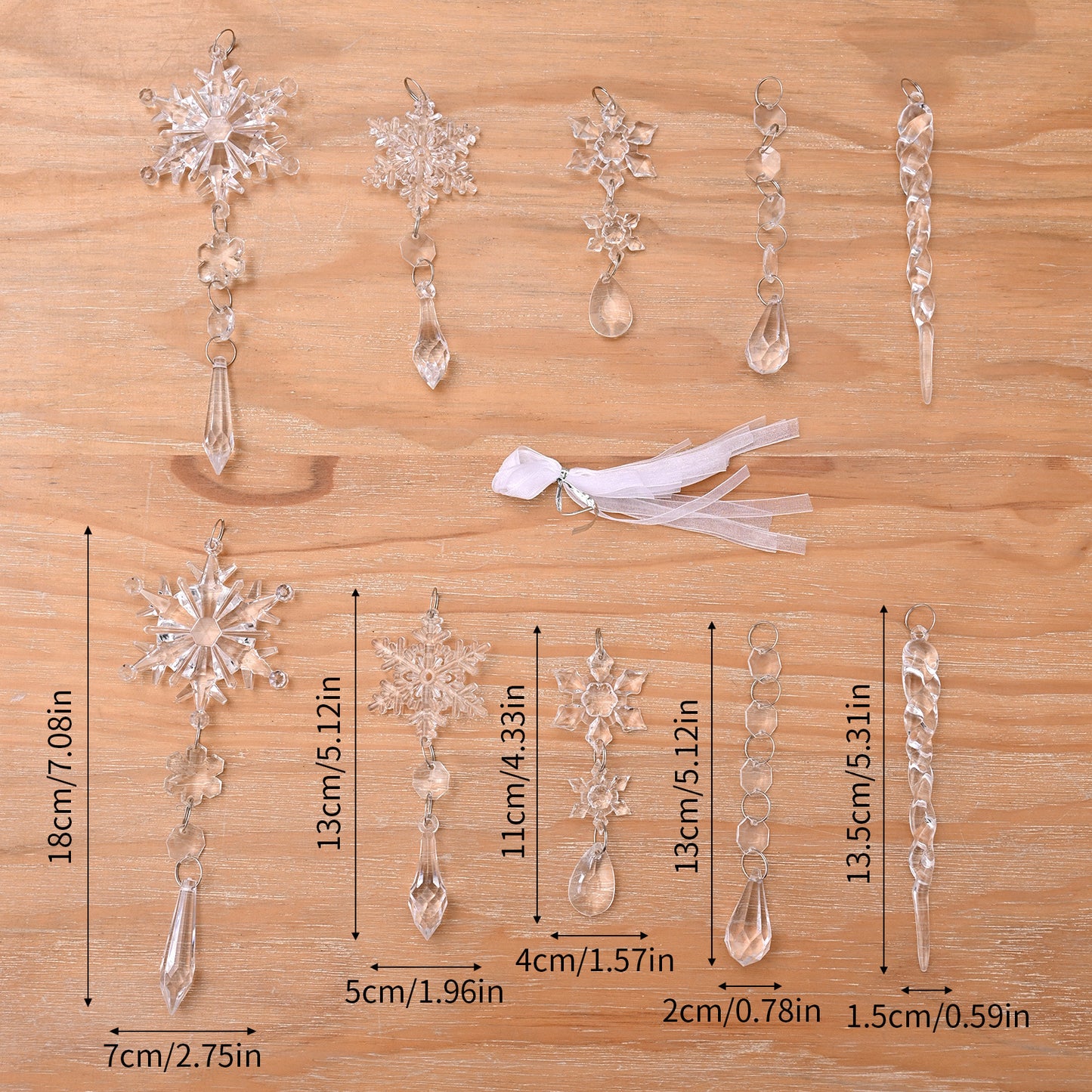 Acrylic Icicle Ornaments - Set of 10