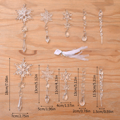 Acrylic Icicle Ornaments - Set of 10