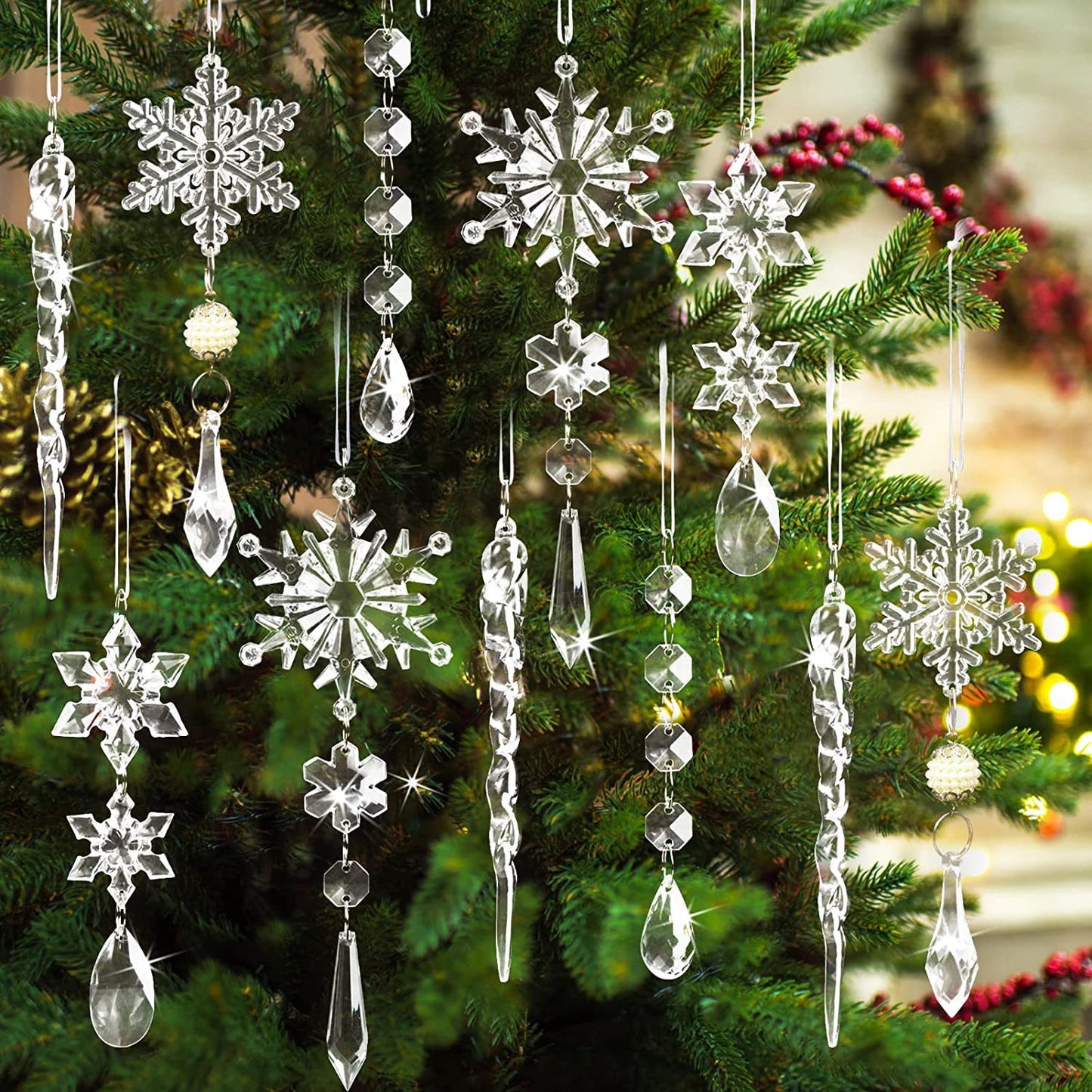 Acrylic Icicle Ornaments - Set of 10