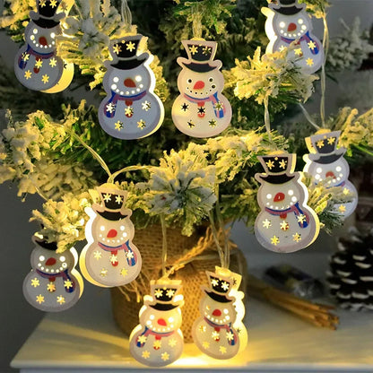 Festive LED String Lights - Santa, Elk & Snowman Ornaments