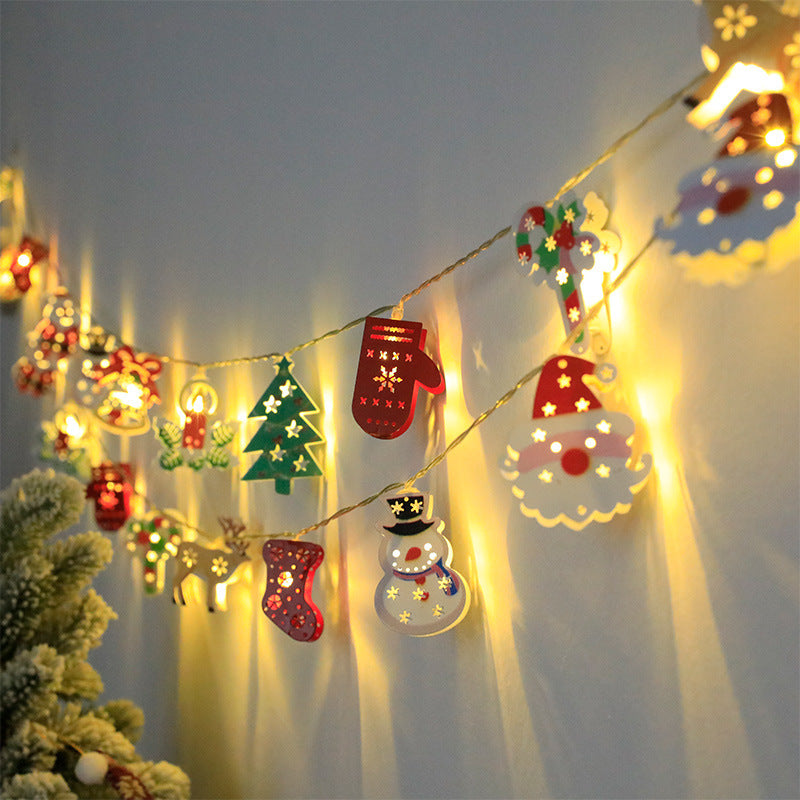 Festive LED String Lights - Santa, Elk & Snowman Ornaments