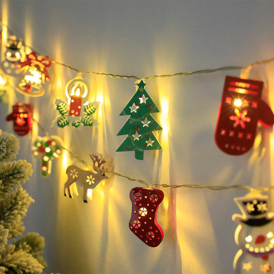 Festive LED String Lights - Santa, Elk & Snowman Ornaments