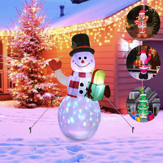 Glowing Santa & Snowman Inflatable